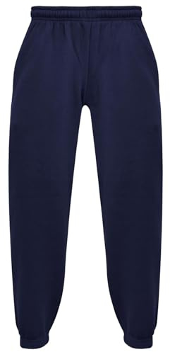 A2Z 4 Kids Girls Boys Plain Jogging Bottoms PE School Jogger Soft Trouser - Fleece Trouser 356 Navy 7-8