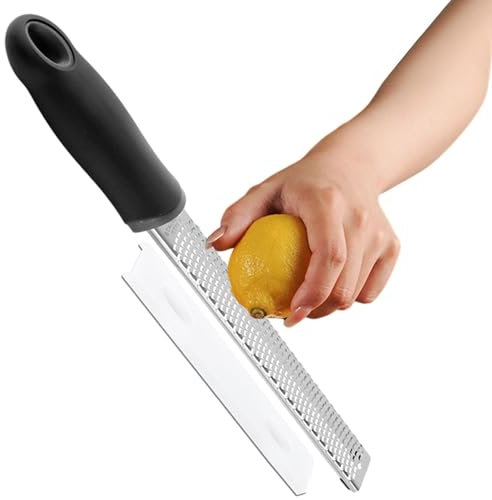 Strumento per il limone con manico | Grattugia limone con spazzola – Grattugia per – Grattugia per il limone – Grattugia per il formaggio tenuto a mano, in acciaio inox, antiscivolo per