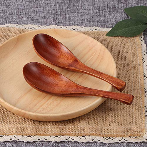 Cucchiai di Legno, Set di Cucchiai di Legno 2 Pezzi Cucchiai da Zuppa in Legno Cucchiaio con Manico Corto Cucchiai da Portata Cucchiaio da Tavola Cucchiai da Portata per