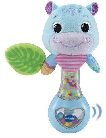 VTech Baby - Babys Hippo-Rassel – Mit bunten Farben, verschiedenen Materialien und rasselnden Geräuschen – Sensorisches Spielzeug zur Förderung der Motorik – Für Babys von 3-24 Monaten