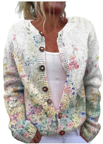 YIzdegg Chaqueta de punto de lana para mujer, oversize con botones, cárdigan de punto cálido y colorido, chaqueta de punto, chaqueta gruesa y cálida, jersey de punto grueso Y2k, Rg., L