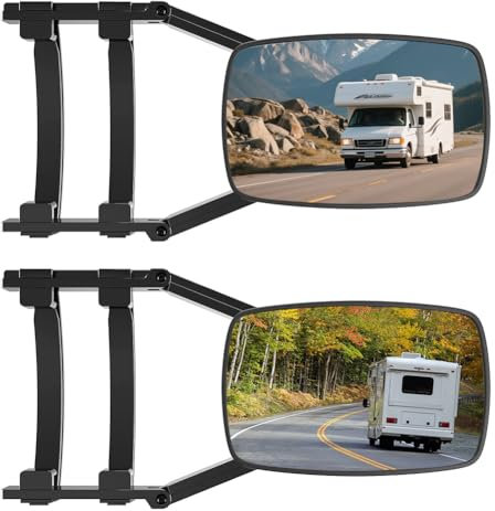 Specchietto aggiuntivo universale per auto, specchietto retrovisore destro e sinistro, doppio specchietto laterale, per roulotte e caravan, girevole e pieghevole (2 pezzi)