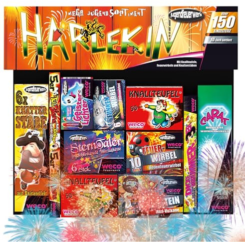PYROHELD Fuochi d’artificio giovanili Cat. F1 per Capodanno 2026 per Adolescenti & Bambini – Party (Harlekin)
