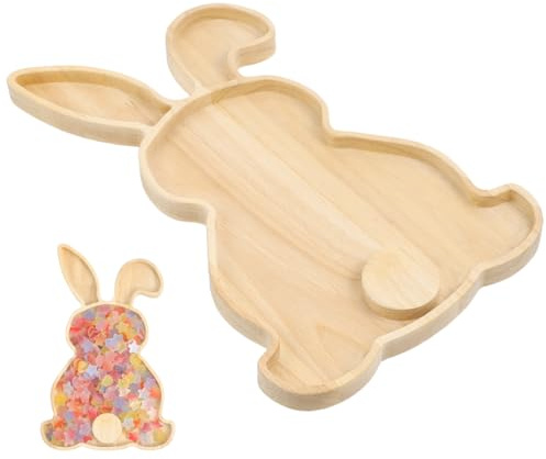 jojofuny Rustic Wooden Rabbit Serving Tray - Bunny Shaped Charcuterie Board for Easter Parties - Natural Wood Snack Platter & Dessert Plate - Decorative Tableware for Fruit, Cheese & Egg