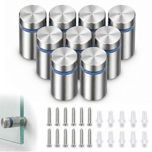10 Piezas Separadores de Fijación Vidrio, 12 x 25 mm Tornillos Clavo Publicitario Acero Inoxidable Espaciadores de Pared para Plexiglás Letreros y Vallas Publicitarias con Tubo Expansión | Espaciador vidrio publicidad espaciador soporte para fijación de pared clavos publicidad para paneles Espejos Fotos