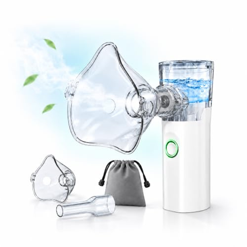 Nebulizador Portátil Ultrasónico para Adultos, Niños y Bebé | Kit Completo: Mascarilla Adulto + Infantil + Boquilla + Bolsa | Inhalador Nasal Silencioso Recargable USB, Uso en Casa y Viaje