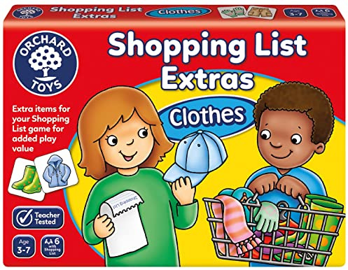 Orchard Toys Shopping List Extras Pack - Clothes Game, Add On Pack to Shopping List, Educational Memory Game, Perfect for Kids Age 3-7.