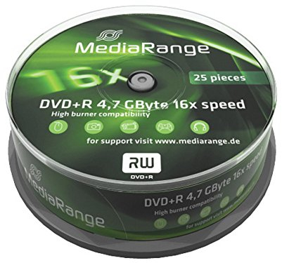 MediaRange MR404 DVD+R Rohlinge (16x Geschwindigkeit, 4,7GB, 25er Spindel)