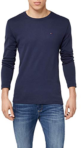 Tommy Jeans Men's Original Rib L/S Knit Tops, Blue, S