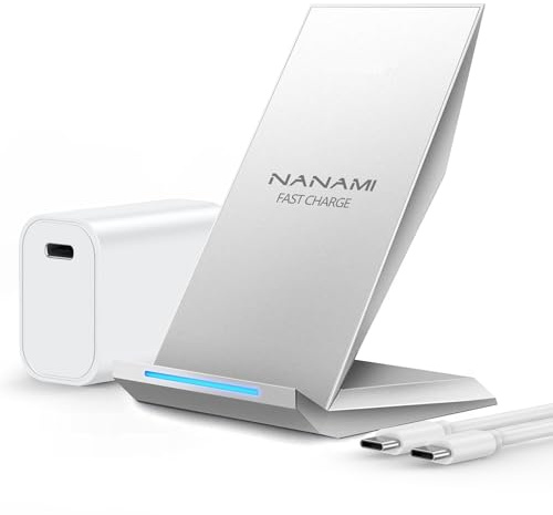 Fast Wireless Charger, NANAMI kabelloses Ladegerät (mit USB C ladegerät 20W PD Adapter) für Apple iPhone 17 16 15 14 13 12 Pro Max Xr Xs,10W Induktive Ladestation für Samsung Galaxy S26 S25 S24 S23