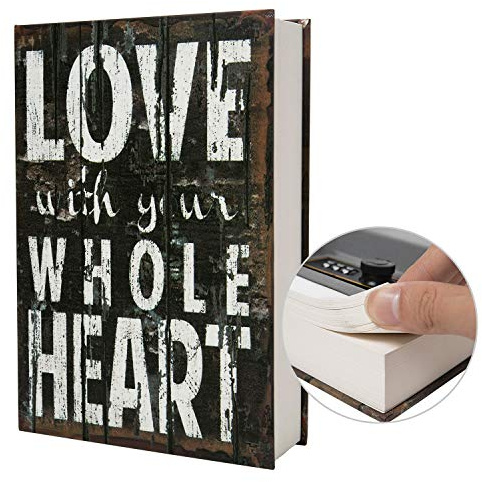 Buchtresor aus echtem Papier mit Code-Schloss/Schlüssel, versteckter Safe (M-Schlüssel, Love)