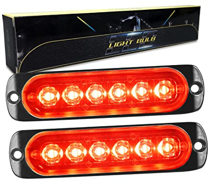 RIGIDON 2 Pièces 4.3 pouces 6 led barre lumineuse stroboscopique, 12v 24v clignotant gyrophare police feux de remorque, pour voiture camion off road ATV 4x4 vehicule, feu antibrouillard rouge