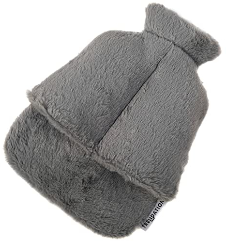 Fußwärmer Ohne Strom mit Wärmflasche für Füße Warm Winter Geschenk Frauen Männer Büro Schreibtisch Heizkissen Fuß Bis Gr. 45 (Grau)