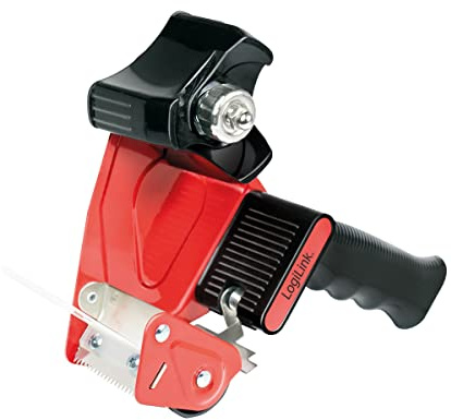 LogiLink Ergonomischer Klebenbandabroller mit einstellbarer Bandbremse, Klebebandhalter und austauschbare Metallklingen