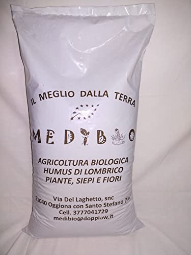 MEDIBIO Humus di Lombrico Puro, Super Fertilizzante Organico 100% Matrice Cavallo, Potere Ammendante 20 volte superiore allo stallatico (30 Litri, 3 Sacchi)