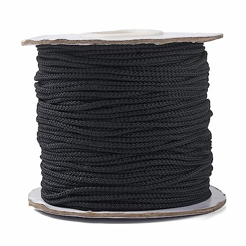 UR URLIFEHALL 54 Yards/50m Black Braided Nylon Thread 2mm Chinese Knotting Cord Twisted Cord for Home Decor DIY Crafts Jewellery Making
