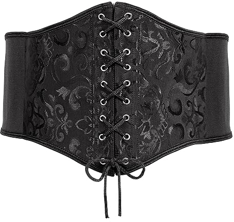 XZQTIVE Damen Schnürkorsett Gebunden Gürtel Elastisch Breites Band Waspie Korsett Taille Gürtel Bustiers Korsetts Hüftgurt für Halloween Partys, Schwarz, 83cm