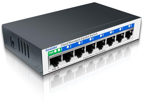 8-Port Gigabit Switch,Easy Smart Managed,Plug & Play,Desktop/Wall-Mount,Sturdy Metal,Home Network Hub,Office Ethernet Splitter,Silent Operation,Support QoS,Vlan,DHCP,Web Interface/Phone App Monitor