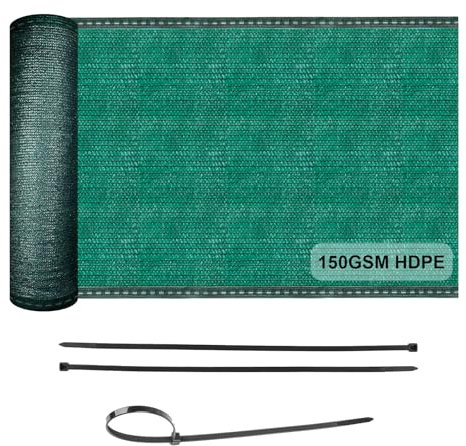 COOL AREA Brise Vue Occultant 150g/m² HDPE 1x10m Protection Solaire Anti-Tears Protection Vie Privée pour Jardin et Balcon, Fixations Incluses-Vert