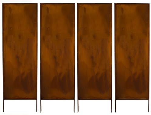 Kapaga - Sichtschutz Metall 4x -160x50 cm - Edelrost - Rostoptik, Patina
