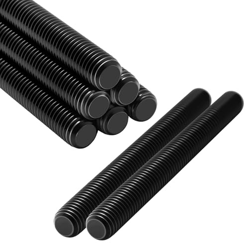 TXXATX Asta filettata M6 x 100 mm, 8 barre filettate DIN976, asta filettata M6 in acciaio inox A2 V2A, perni filettati neri per lavori di costruzione, montaggio a macchina, fissaggio e collegamenti