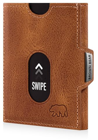 BROWN BEAR Geldbörse klein mit Münzfach echt Leder Vintage Braun | Slim Wallet RFID-Schutz | Mini Portemonnaie Echtleder | Kartenetui Herren & Damen | BB Jackson CBR