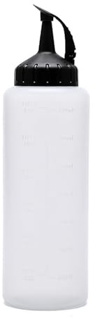 NDiyueAa Bottiglia per dispenser di olio da spremere da 350 ml con scala di misurazione Bottiglia da spremere vuota traslucida a tenuta stagna di grosso calibro con coperchio