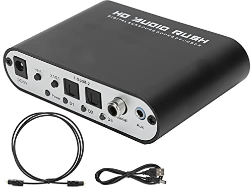 Ejoyous 5.1CH DTS-omvandlare AC-3-ljudavkodare Digital Optisk Koax Till Analogt Ljud för Hemma/konsertsal/biograf (Värd+USB+Optisk fiber)