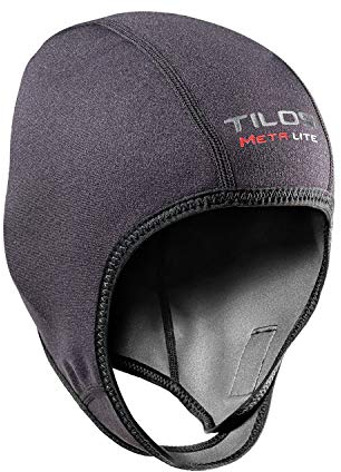 Tilos Verstellbare Mütze aus Neopren mit Metall-Light-Beschichtung, 1 mm, für Surfen, Kajak, Rafting, Kanu, Schnorchel, Badekappe (schwarz, klein)
