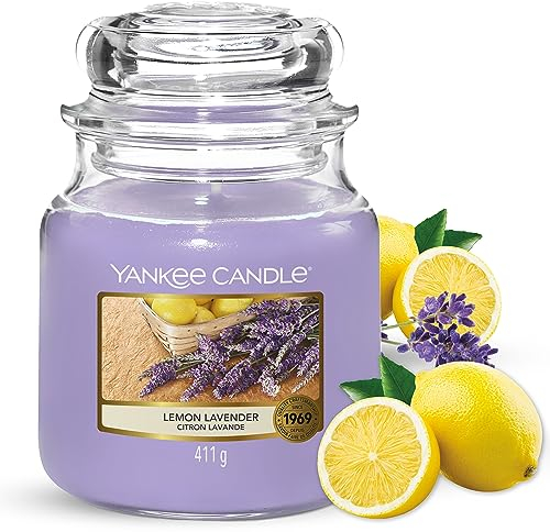Yankee Candle Duftkerze im Glas (mittelgroß) | Lemon Lavender | Brenndauer bis zu 75 Stunden