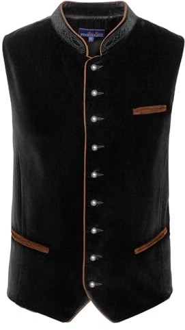 Stockerpoint Ricardo Herren Trachtenweste, Schwarz, 56