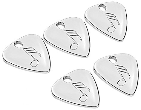 Púa de Guitarra, 5PCS Metal Pick Púa para Guitarra Acústica, Guitarra Eléctrica, Ukulele, Púa de Metal para Músicos, Guitaristas y Amantes de la Música (Plata)