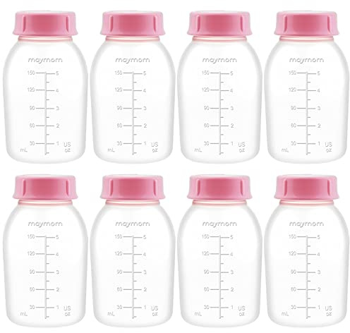 Maymom 8-Pack Breast Milk Pump Bottle, Compatible with Medela, Ameda Pumps, 150ml, BPA Free, Reusable, Heavy Duty, Breast Milk Storage and Transportation