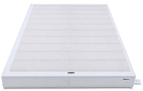 Amazon Basics Sturdy Smart Box Spring Bed Base, 5-Inch Height Mattress Foundation, Strong Support for All Mattress Types, Tool-Free Easy Assembly, Twin, 74 x 38 x 5, White