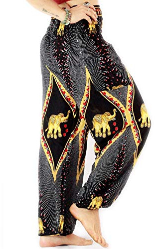 One Tribe Apparel Women's Elephant Pants from Thailand Black Goddess