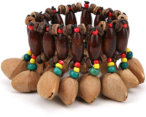 African Drum Bracelet, handgjord nötshellarmband, handbell percussion instrument, för musik och dekorationsanvändning