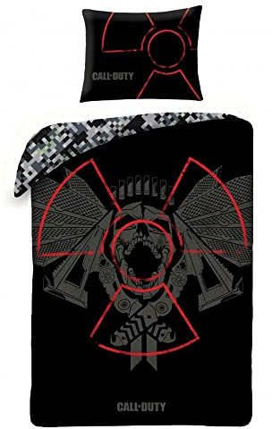 Halantex Bettwäsche Set Call of Duty Black Ops, Bettgarnitur 140x200 cm + Kissenbezug, Kinderbettwäsche + + Rucksack. 100% Baumwolle, Oeko-Tex (COD-5522BL- Schwartz)