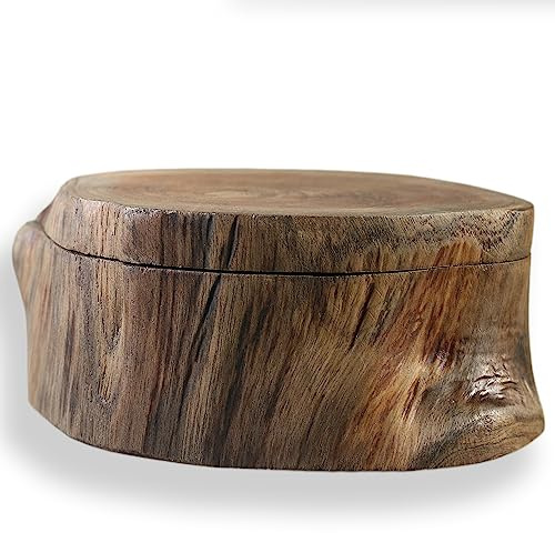 ART-CRAFT Caja de madera de teca, anillo, pastillero, caja de regalo, diámetro 14 cm