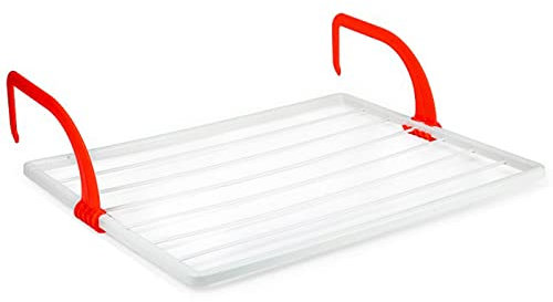 Acan Tradineur - Tendedero Plegable para radiador, Resina - 4 Metros de tendido - Fabricado en España - Soporte para Tender Ropa (Blanco y Rojo - 62,5 x 49,5 x 17 cm)