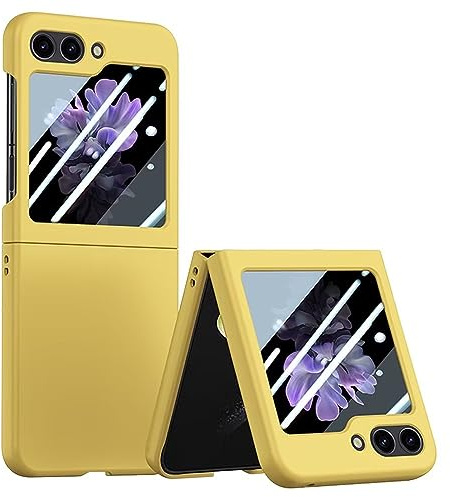 Topme Coque de téléphone Hard Skin pour Samsung Galaxy Z Flip5 / Samsung Galaxy Flip 5 2023 6.7, Manchon de Protection Antichoc en Polycarbonate - Jaune