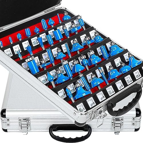 MAYLINE Router Bits Sets 1/4 Inch Shank 41 PCS, Woodwork Milling Groving Cutter Router Bit Set, Wood Miter Cabinet CNC Cutting Tool for Doors Table Shelves DIY (1/4-H4G)