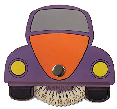 Generico Disco ORARIO 24H - 3 unità - MOD. Maggiolino – Realizzato A Mano in Legno (Arancio-Viola)