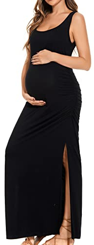 Smallshow Women's Long Maternity Dress Split Sleeveless Pregnancy Clothes