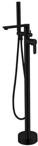 BiaoTeng Grifo de Pie Para Bañera Exenta Salida Agua de 2 Funciones Grifo Bañera con Ducha Frío y Caliente Grifo Bañera Suelo Negro