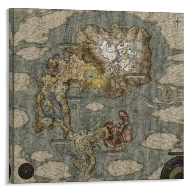 DMYTDYQK Elden-Ring-Karten-Poster, Videospiel-Poster, Leinwand-Poster, Schlafzimmer-Dekor, Landschaft, Büro, Raumdekoration, Geschenk, 30 x 30 cm