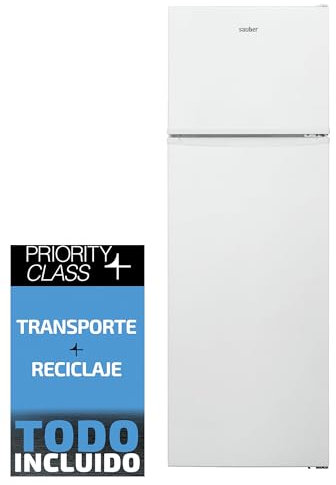 SAUBER - Frigorífico Dos Puertas SERIE 3-2P17524V-175 x 60 cm - LED - Puertas Reversibles - E - LESS FROST COOLING SYSTEM - ENTREGA EN DOMICILIO Y RETIRADA DEL USADO INCLUIDO