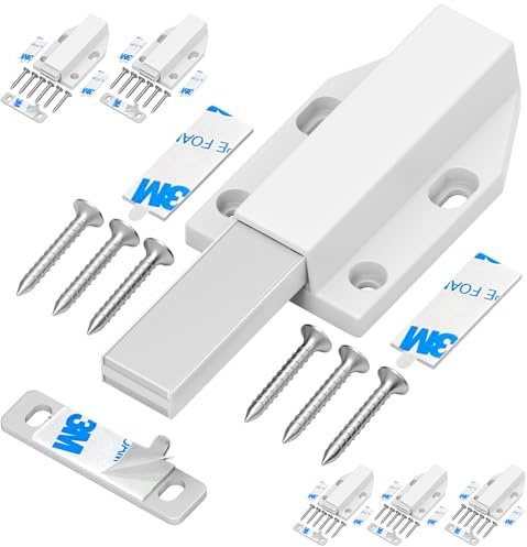 Serrure à Pression Magnétique sans Clous Tonitrui Placard Aimant Fermeture pour Armoire Tiroir Systeme Loquet Magnetique Verrou Poussoir Porte Amortisseur Pour La Porte de Placard (Blanc, 6 Pièces)