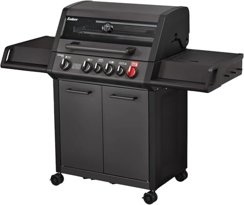 Enders Monroe PRO 4 SIK Turbo Shadow, Barbecue a Gas 4 Bruciatori, Fornello Laterale e Zona Turbo, BBQ con bruciatore Backburner, BBQ a Gas da Esterno Superficie di Cottura 74 x 43 cm, 30mbar #838533