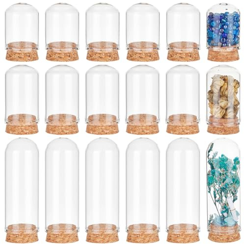 BENECREAT 24Pcs 3 Size Small Glass Display Dome Cloche, Glass Display Dome with Cork Base, Cloche Bell Jar Dome for Doll House Container Anniversary Party Favor Decoration