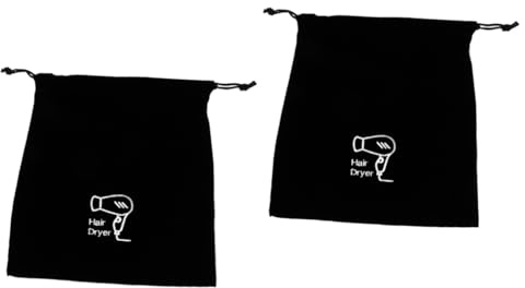 TOVINANNA 2pezzi Borsa Organizer Flanella Per Asciugacapelli Con Coulisse Sacchetto Porta Accessori Per Per Viaggi e Casa Colore Nero